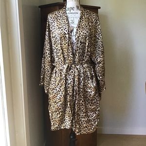 100% Silk Robe, XL, Pure Silk, Leopard Print